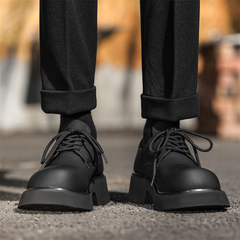 3188/38-46 Rußschwarz Big Head Derby Schuhe Herren und Damen Plateau Erhöhung Mickey Schuhe Casual Pendler Lederschuhe Paar