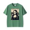 Vintage Mona Lisa Headphones Funny Disgust Face Parody Art T Shirts Unisex Unisex Casual Cotton Fashion T Shirt Short Sleeve Tshirt