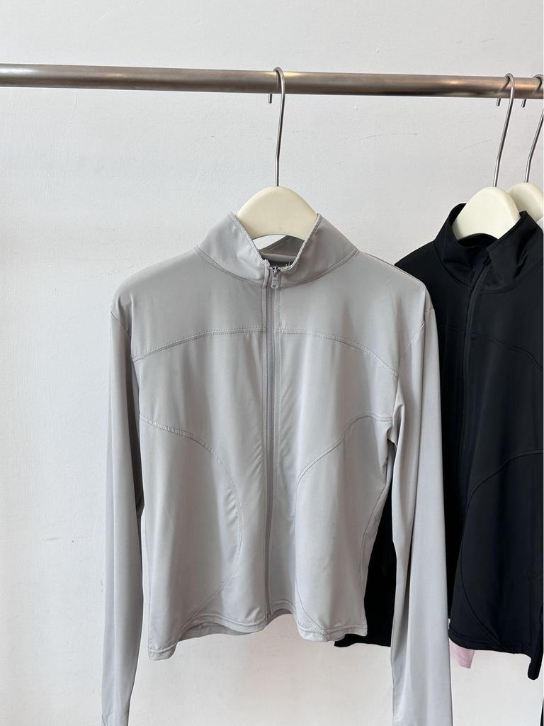 Damen Slim Fit Stehkragen Reißverschluss Sportjacke für Sommer 2025 Yoga & Sonnenschutz
