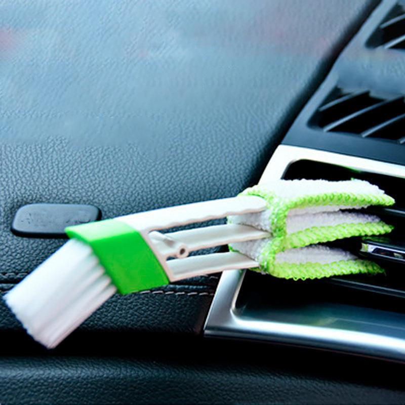 Multifunction Car Air Vent Cleaner Mini Double-end Micro Fiber Vent Duster Removable Cloth Cover Portable Cleaning Brush For Car