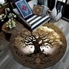 Golden Tree Round Area Rug,Carpet Rug for Living Room Bedroom Sofa Playroom Decor,Non-slip Floor Mat