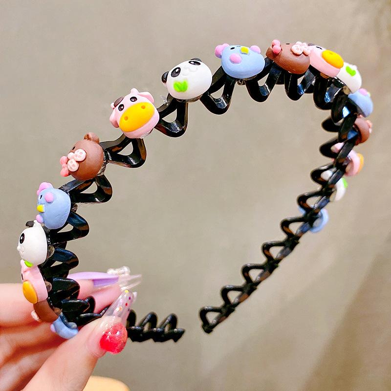 Summer Cartoon Wave Headband Children'S Candy Color Headband Hairpin Bangs Broken Hair Finishing Artifact Girls Hair Accessories Women