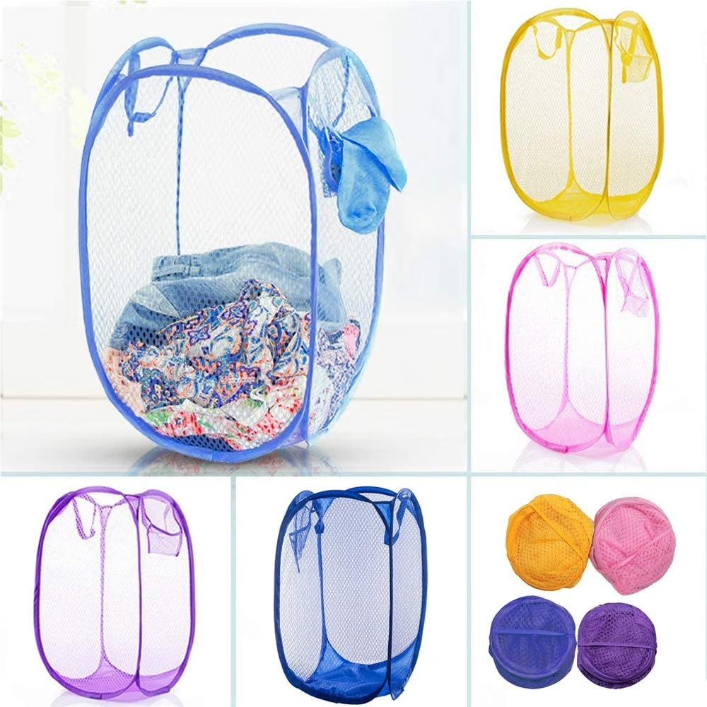 4 Pack Collapsible Laundry Basket - Foldable Portable Mesh Dirty Clothes Basket for Bedroom/Kids Room/College Dormitory and Travel B