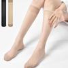 Ultra-Thin Sheer Mid-Tube Stockings for Women - Spring/Summer Black and Nude Half-Leg Socks