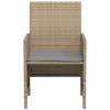 Vidaxl 3-Cz. Bistro Furniture Set with Cushions, Mixed Beige, PE Rattan