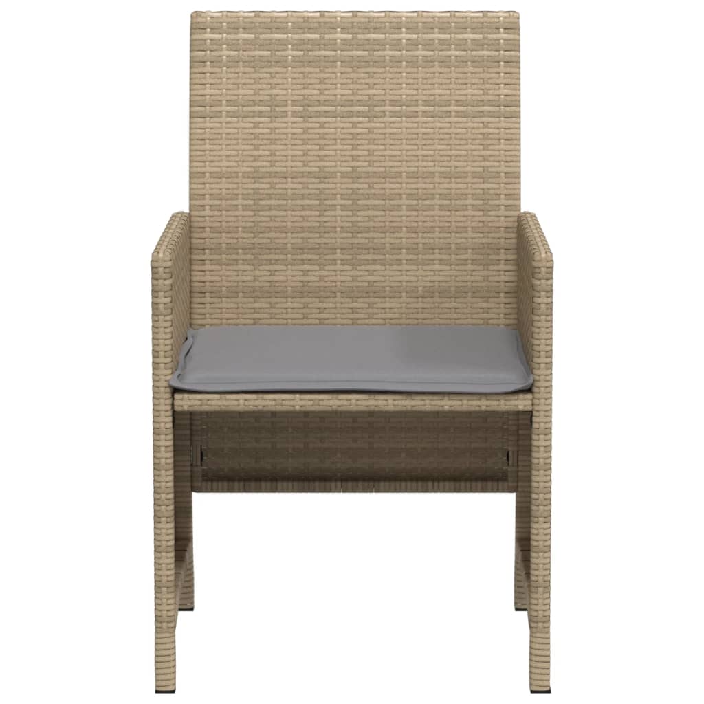 Vidaxl 3-Cz. Bistro Furniture Set with Cushions, Mixed Beige, PE Rattan