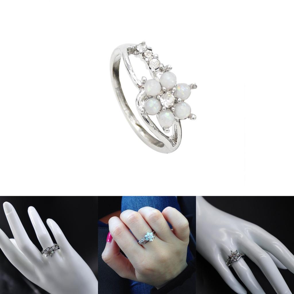 Elegant Opal Ring With Floral Design Stunning Women's Fashion Jewelry In White Color