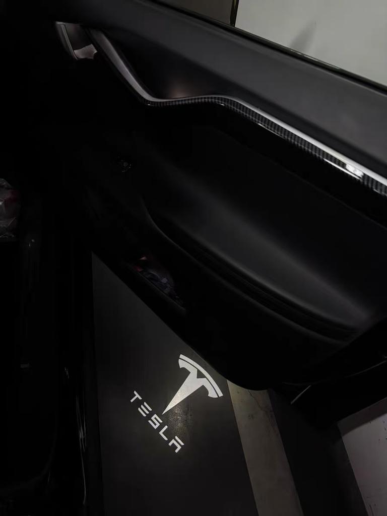 2Pcs LED Car Welcome Door Lights Emblem Accessory For Tesla SpaceX Model 3 Highland 2023 Model S X Y Y-Eur Roa Signage Light