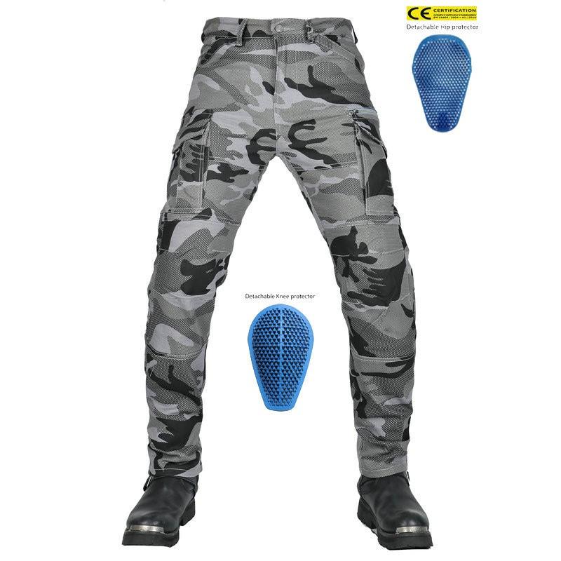 Mens VOLERO Motorcycle Riding Pants Camo Multi-pocket Breathable Casual Biker Trousers With Silicone Protectors