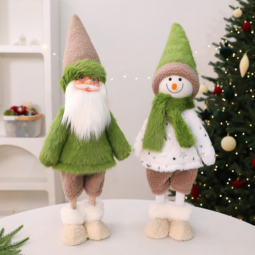 Muñeco de Peluche Decorativo Navideño con Bufanda Verde para Escaparate Festivo
