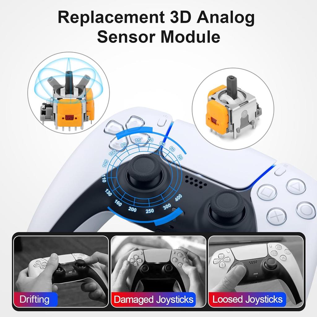 6PCS Hall Effect Joysticks for PS5 Controller, 3D Analog Sensor Wheel Thumbsticks Replacement for PlayStation 5 Controller