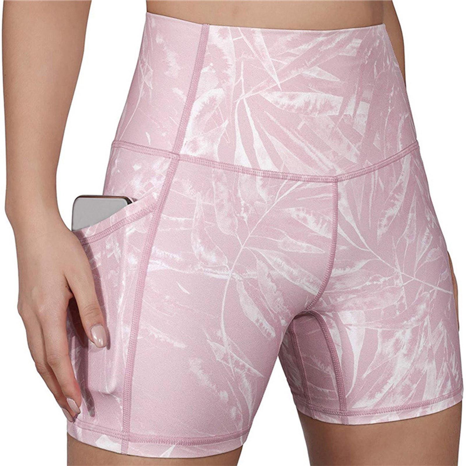 

Women s Fashion Gasual Slim Fit Printed Skinny High Waist Yoga Fitness Exercise Shorts L рожевий