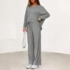 Fashionable Women's Two-Piece Cotton Casual V-Neck Long-Sleeved Loose Pants Set