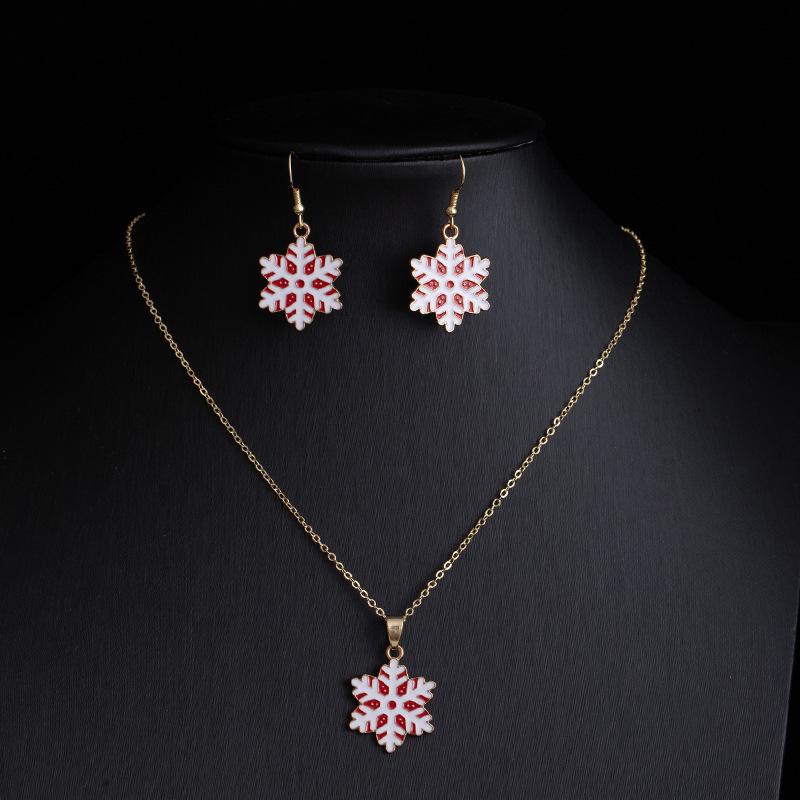 Conjunto de Joias de Natal: Brincos e Colar de Rena, Papai Noel, Árvore e Floco de Neve