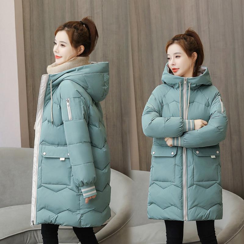 Women in long cotton-padded clothes, new women's cotton-padded clothes, loose large-size women's cotton-padded jackets, bread clothes, and winter 