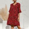 Women's Fashion V-neck Half Sleeve Sexy Leopard Print Dress