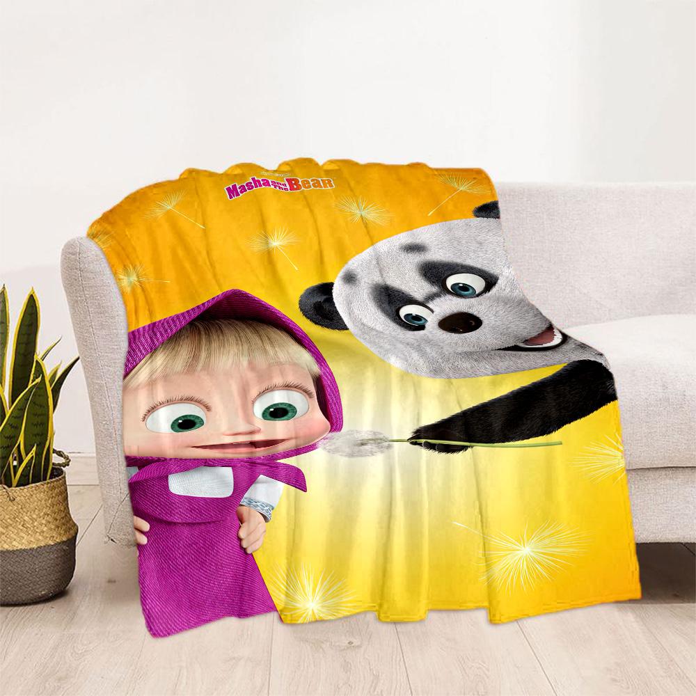 Masha Bear Blanket Durable Comfort Great for Office Chair Livingroom Bed for All Occasions Stylish Decor Gift for Travel Home Birthdays