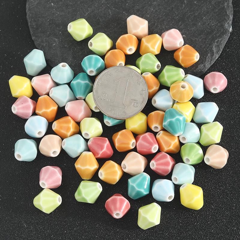 Macaron Rhombus Ceramic Beads for DIY Jewelry Making