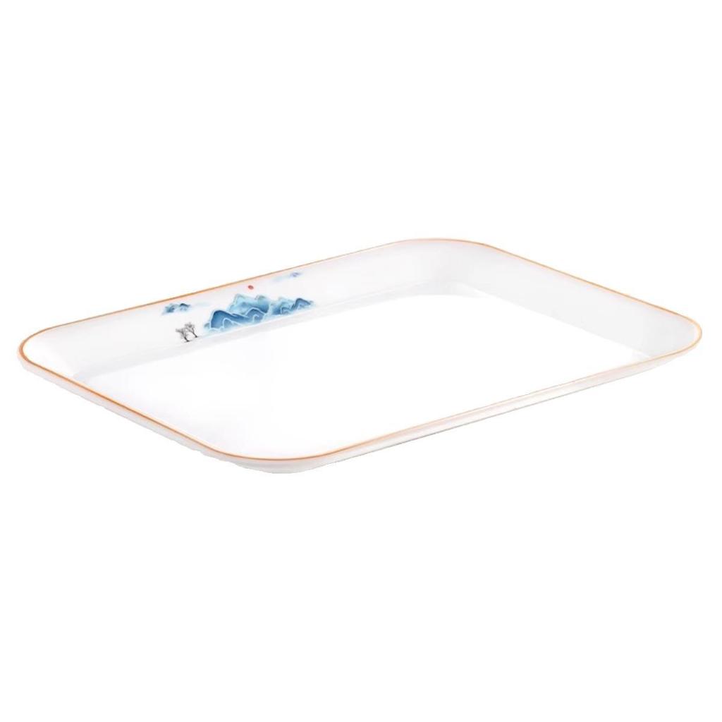Commercial Rectangular Melamine Serving Tray for Cake, Dessert, Bread, Tea, and Fast Food Display