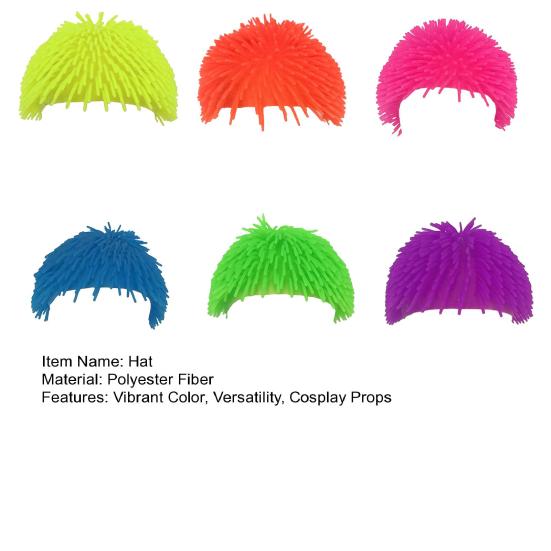 Hairy Headband Vibrant Color Women Men Knitted Hat Halloween Cosplay Sport Fun