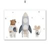 Boho Space Rocket Bear Panda Mouse Nursery Posters Cartoon Wall Art Print Canvas Painting Baby Kids Room Home Decoration Picture