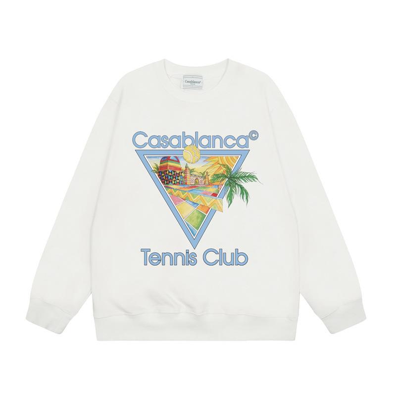 American Trendy Brand Casablanca Crew Neck Sweater Hoodie Men's Couple Ins Autumn and Winter Thickened Long-sleeved Women's T