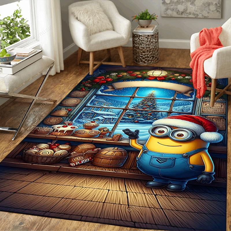 1Pc Christmas Minion Celebration Rug Office Carpet Indoor Outdoor Doormat Nonslip Soft And Comfortable Living Room Christmas Halloween Gift D91844
