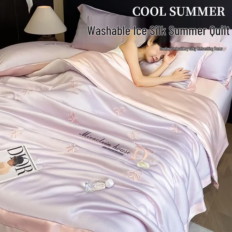 Ice Silk Machine Washable Summer Cooling Comforter