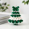 Decorative Yarn Tree for Bookshelves DIY Crochet Christmas Kit, Beginner-Friendly Xmas Craft Kit with Bow Table Ornament And Faux Pearl Embellishment,