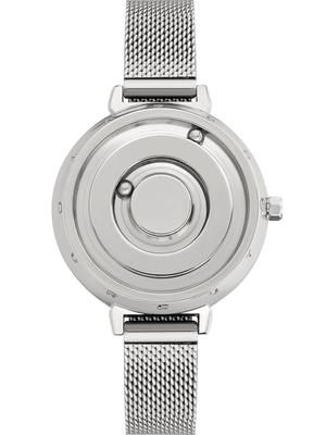 EUTOUR Women's Magnetic Quartz Watch, Minimalist Casual Analog Style, Stylish, Waterproof, 36mm, Silver Dial, Silver Stainless Steel Band, Mesh Strap