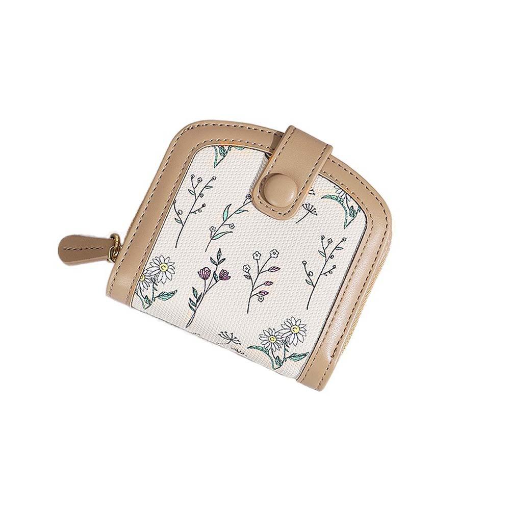 Floral Print Mini Coin Purse Bag Zipper Pouch Card Holder Portable PU Leather Short Wallet Women