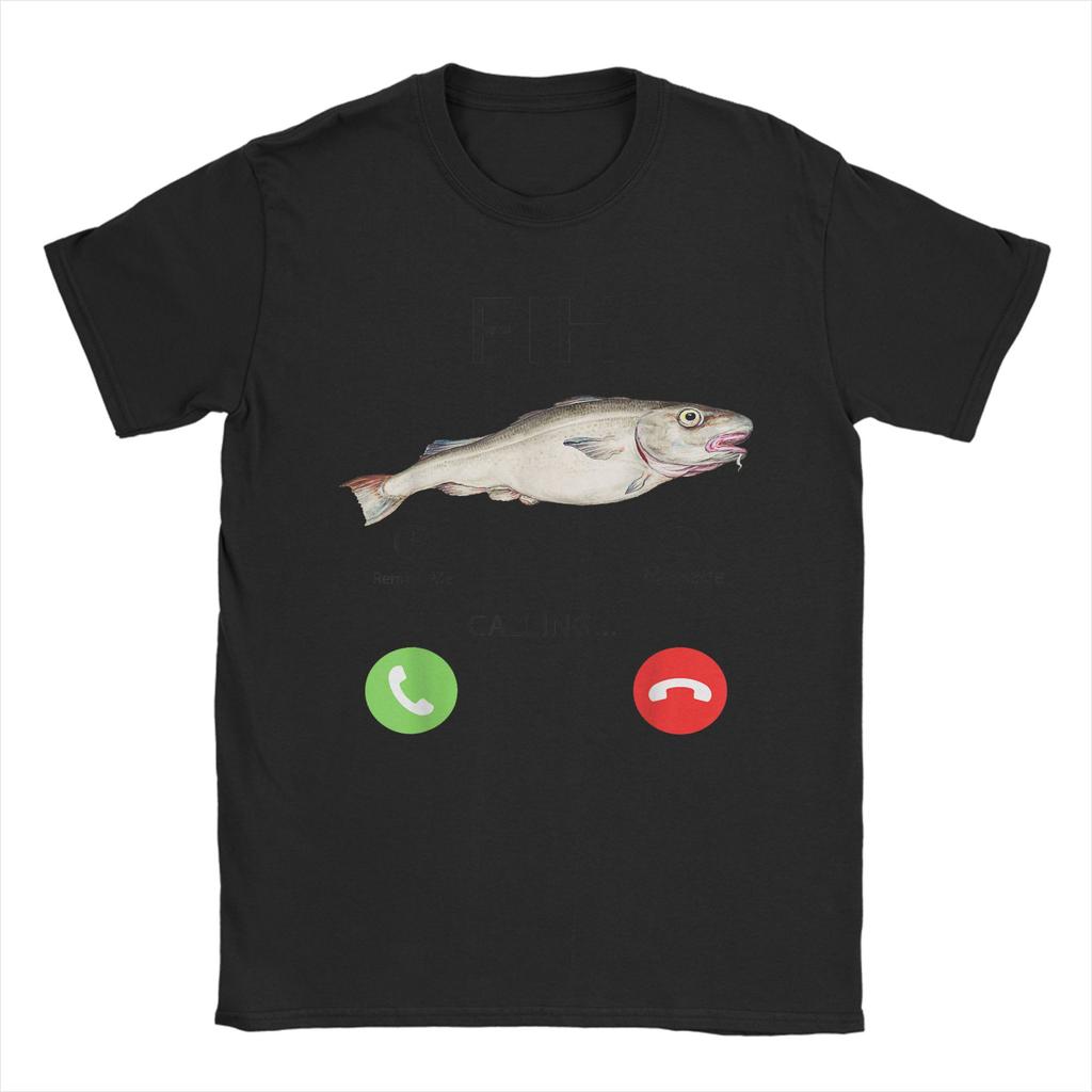Fish Calling Funny Misspelled Fish Meme Message Fih TShirts for Men 100 Cotton Tees O Neck Short Sleeve T Shirts Clothing