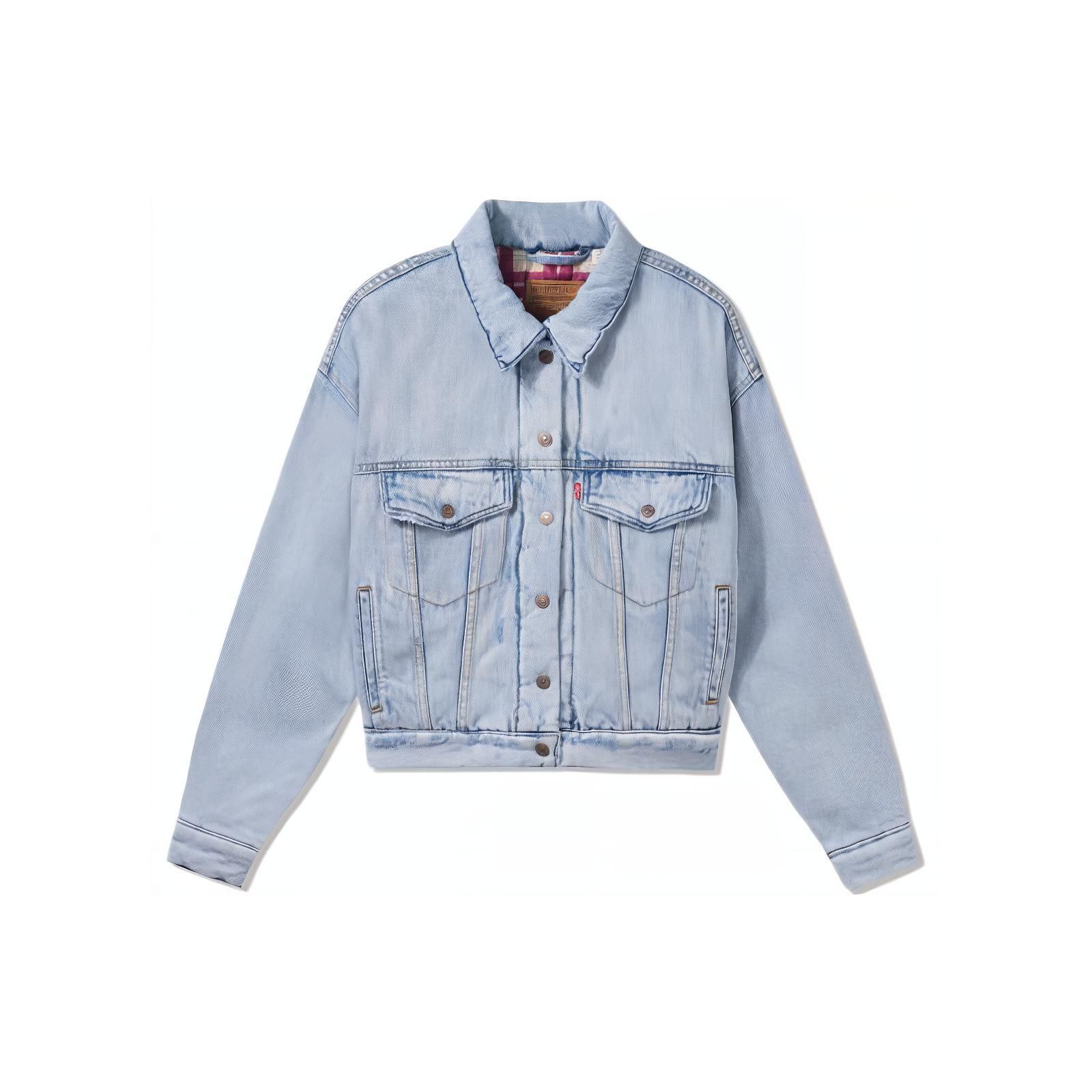 

Levis FW22 однотонная куртка из плотного денима с отложным воротником, женские куртки светло-голубого цвета A0827-0001 S