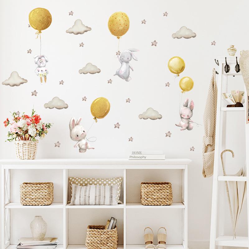 Colorful Flower Pendant Lamp Bird Wall Sticker For Bedroom Living Room Entrance Home Background Decoration Self-adhesive 29*22CM
