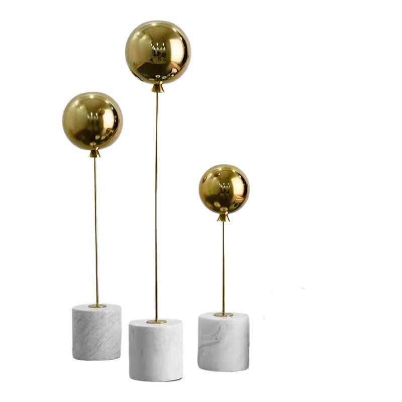 Minimalist Balloon Art Sculpture, Natural Marble Base, Tabletop Ornaments, Metal Balloon Sculpture, Room Aesthetic Decoration