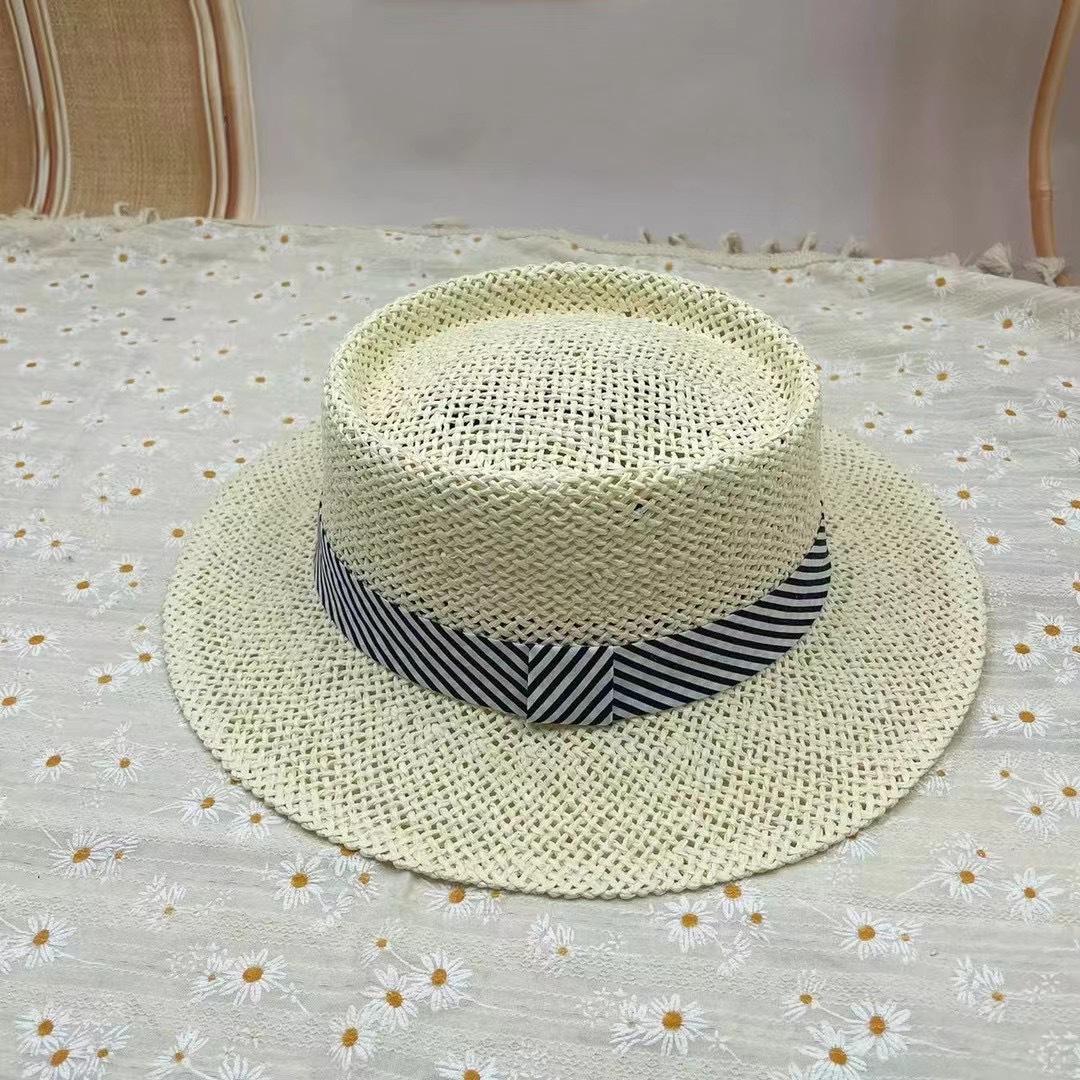 

Del Le Hollow Internet Celebrity Flat Top Hat Women Sunscreen Sunshade Seaside Hat Beach Vacation French Panama M（56-58cm） бежевий