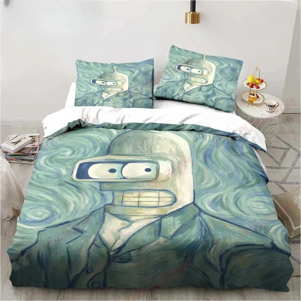 

3D мультфильм Футурамас Бендер Постер Комплект постельного белья Простыня King Twin Double Детский комплект постельного белья из микрофибры или полиэстера Пододеяльник 70x133cm 2pcs