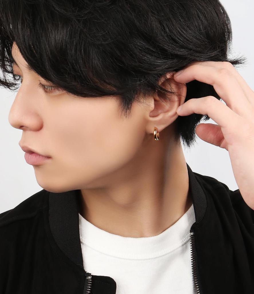 [Shinjuku Gin no Kura] Simple K24GP Gold Plain Ring Hoop Earring 1P (Single Earring) Sterling Silver 925 24k Gold Ring Earring Round Classic Men's