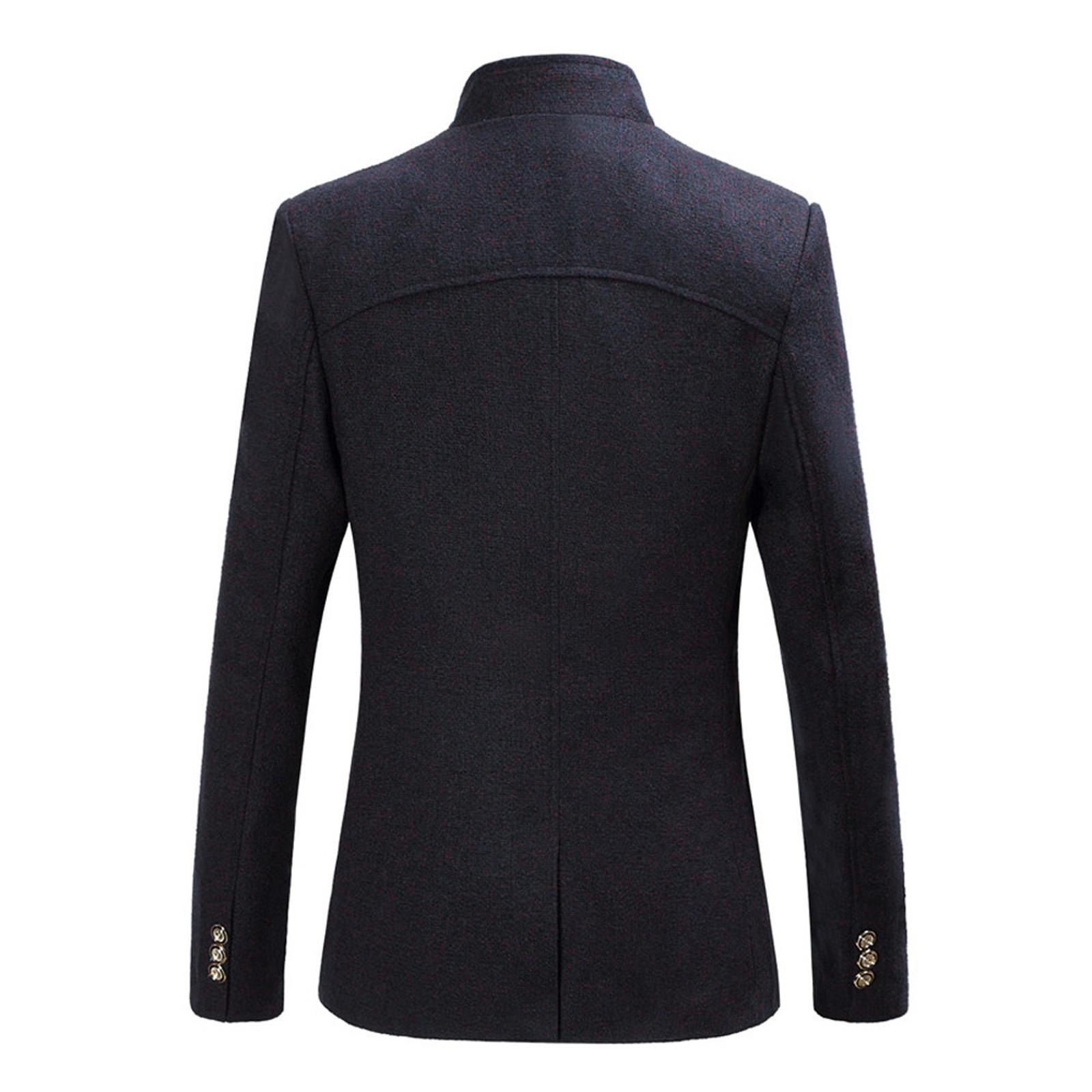 Мужской осенне-зимний однобортный костюм на пуговицах большого размера с длинным рукавом — фото 9