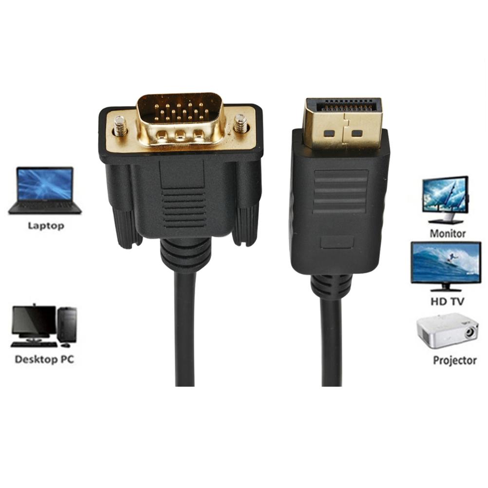 1.8M DP To Vga Cable Adapter Computer Notebook Display Port Connector Gold Plated Converter