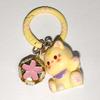 Kawaii Plush Cute Cat Keychain Flocking Animal Pendant Phone Lanyard Hanging Keycord Charm Key Chains DIY Accessories Girl Gifts