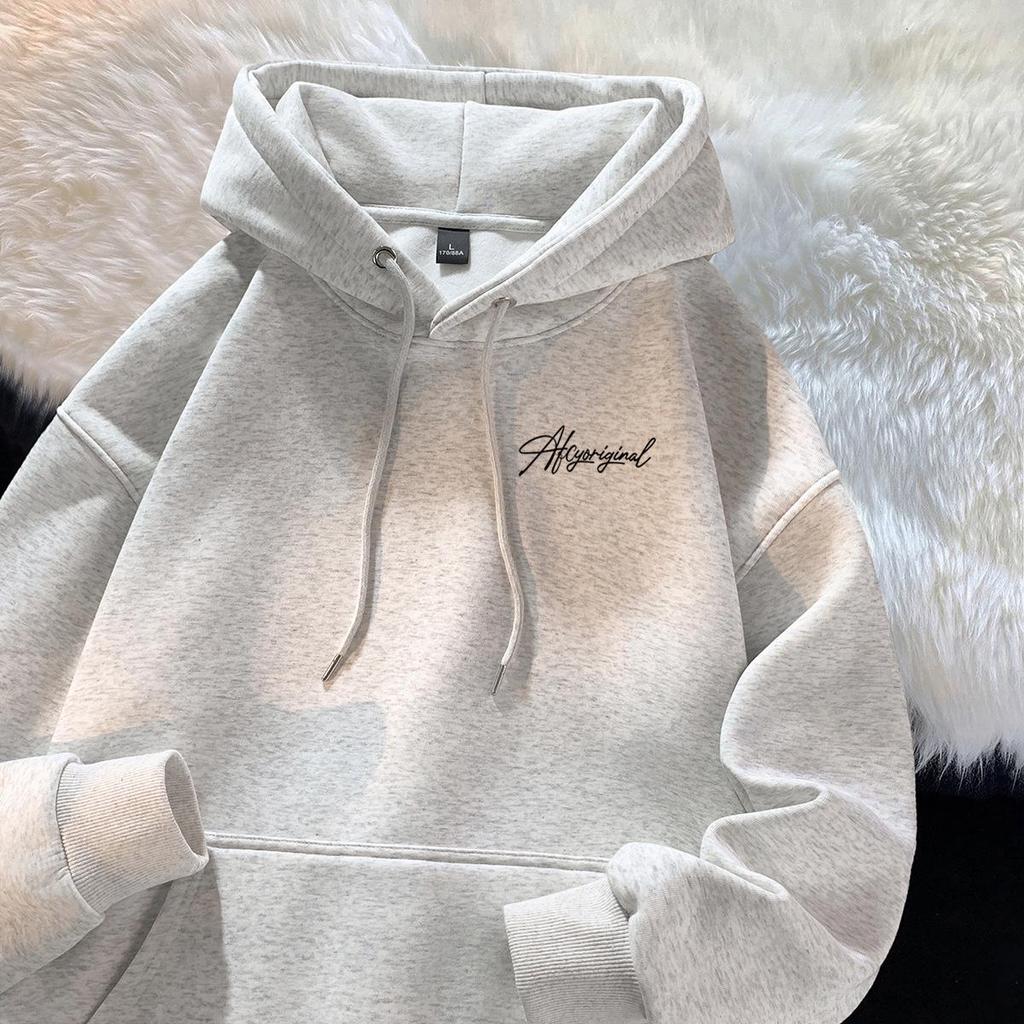 Men's Heavyweight American Trend Letter Hoodie - New Autumn/Winter Velvet-Thickened Student Outerwear