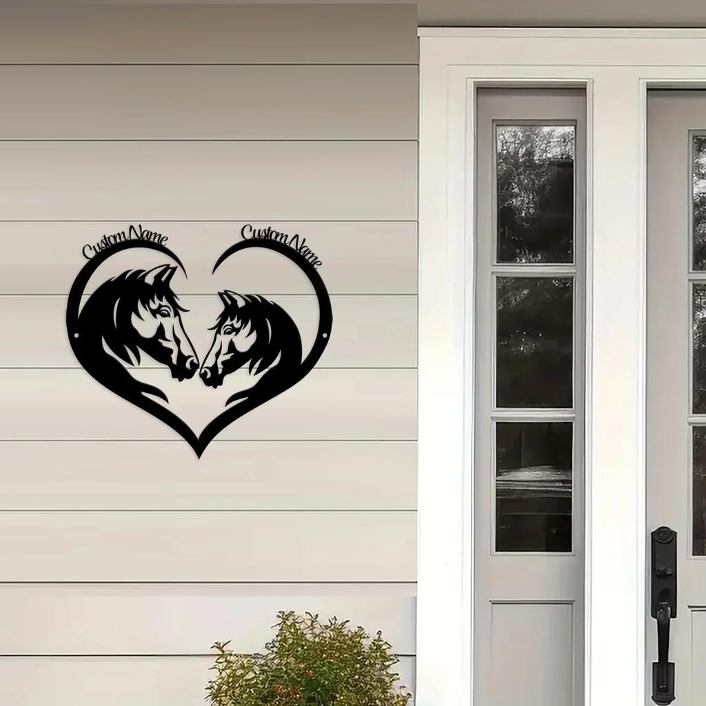 Personalized Horse Couple Metal Wall Art Western Sign Country Home Decor Equestrian Gift