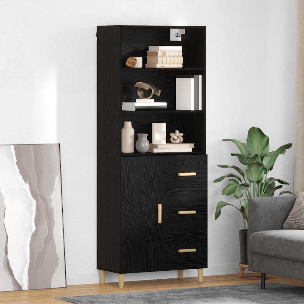 Highboard Black Oak Effect 69.5 x 32.5 x 180 cm