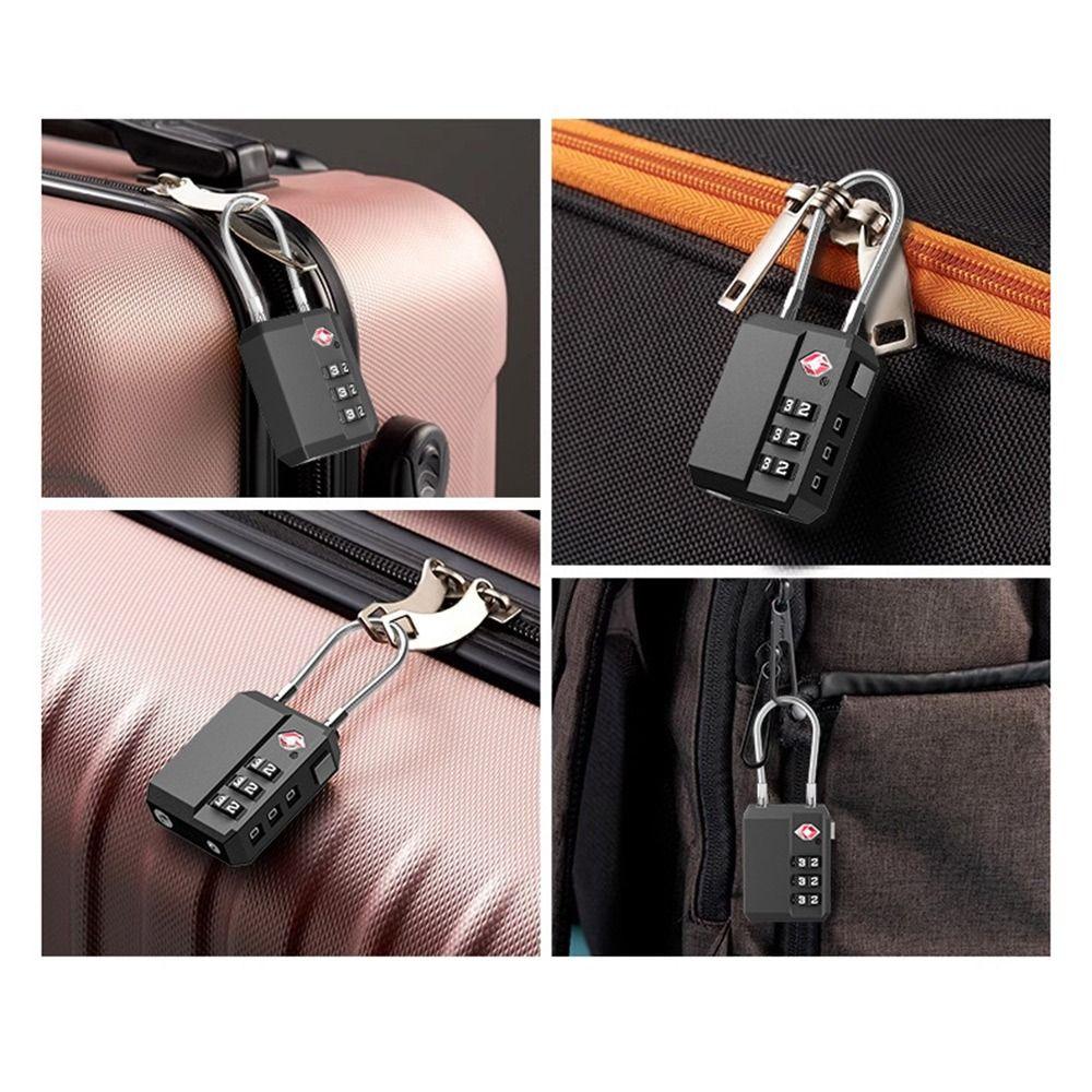 Portable TSA 3 Digit Combination Lock Lightweight Anti-theft Customs Password Lock Security Tool Wire Rope Padlock Travel