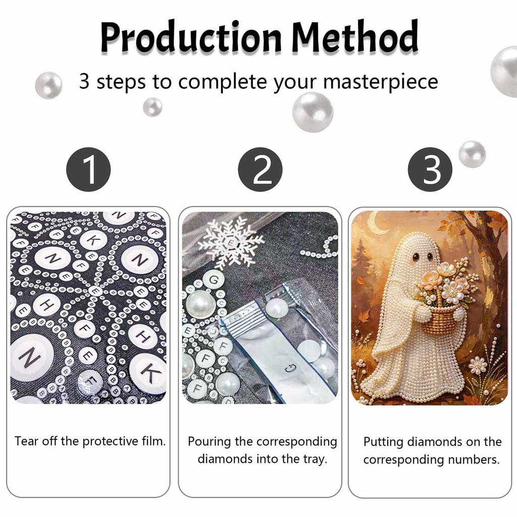 Halloween pearl painting art kit handmade diy fall floral ghost home decorations
