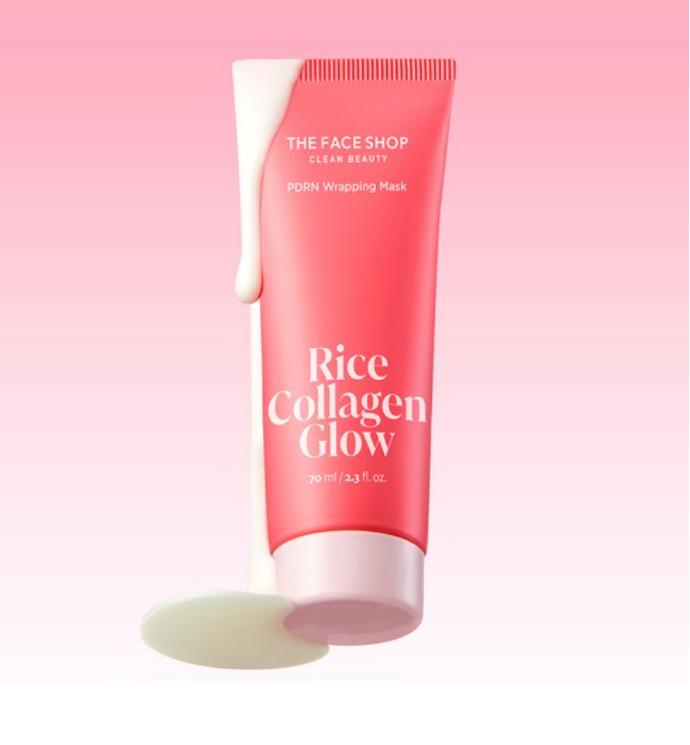 The Face Shop Rice & Collagen Glow PDRN Wrapping Mask 70ml – Brightening & Firming Sheet Mask