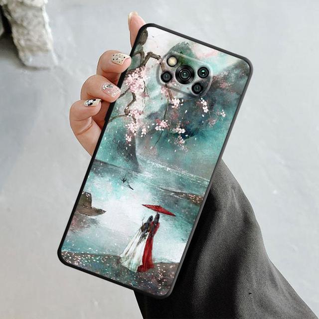 Japonya Samurai Manzara Mürekkep Boyama Xiaomi Poco X3 Nfc X4pro X5 M3 Mi 12 13 11 10 10t 8 Note10 Lite 11ultra 11t Kapak