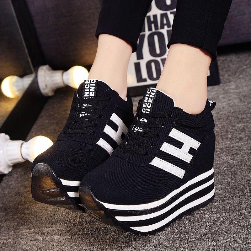 Fashion New Women's Shoes 2025 Spring and Autumn Fashion Thick Soled Sports Single Shoes, Casual Versatile High Top Canvas Shoes