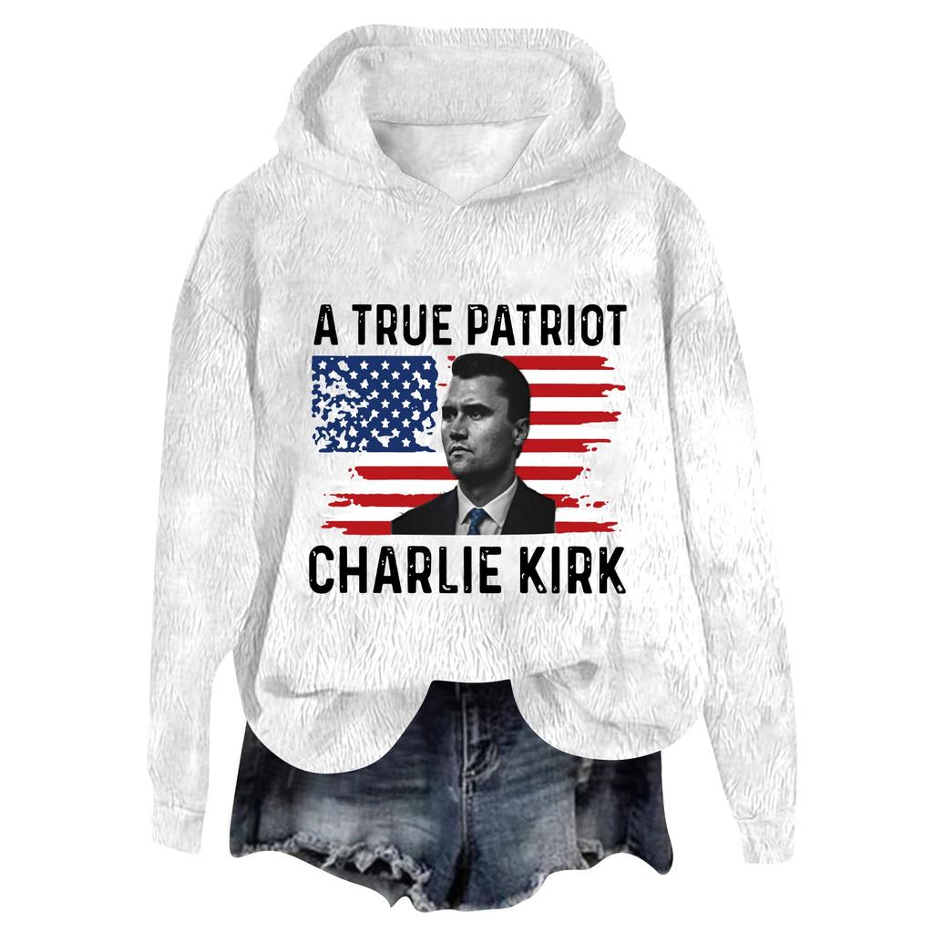 Women's Hooded Long Sleeve Printed Flannel Top Hooded Sweatshirt